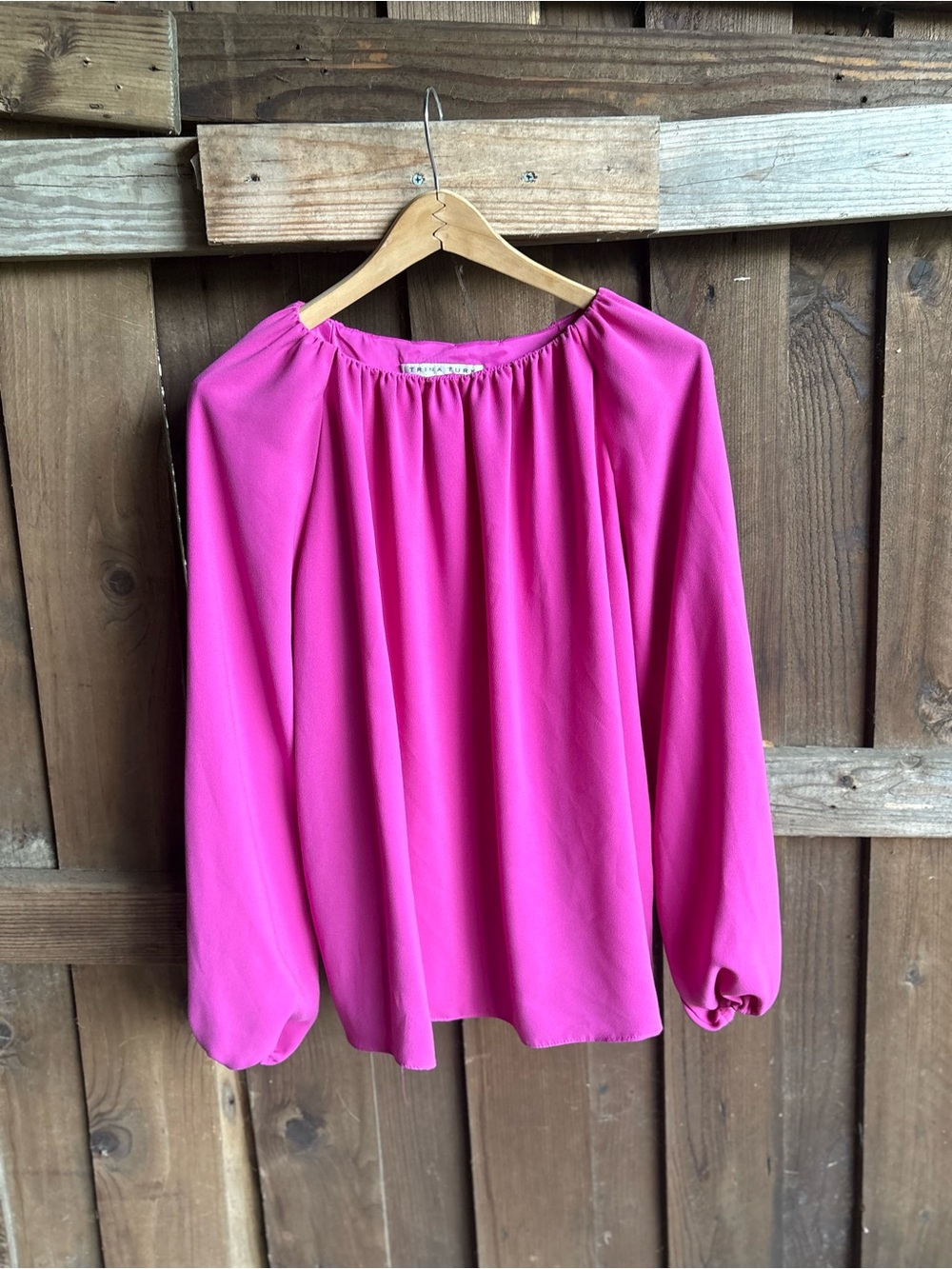 Trina Turk Bright Pink Puff Sleeve Blouse